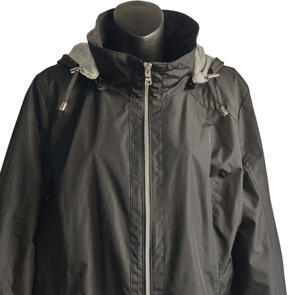 INTL d.e.t.a.i.l.s Women's Black Zip Front Hooded Lined Coat Jacket Size XL - Picture 3 of 10